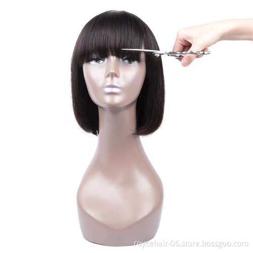 Peruvian Virgin Human Hair T1b 27 Colored Ombre Natural Blonde Short Straight Bob Wigs for Black Women with Bangs